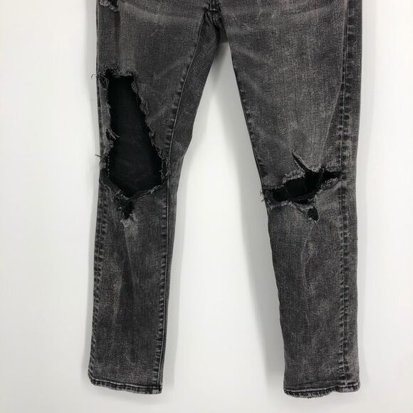 AMERICAN EAGLE Next Level Flex Stretch Ripped Knee Slim Leg Jeans Black Wash - Picture 5 of 9